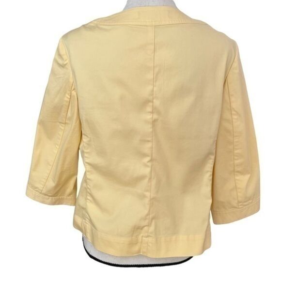 TALBOTS Women's Thin Jacket Top Sz 10P Yellow Button Long Sleeve Cotton Blend - Picture 2 of 6